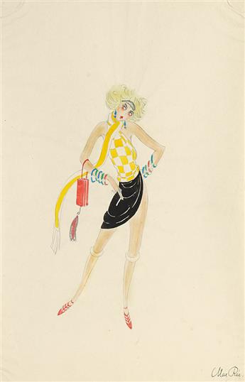 (COSTUME / THEATER.)  MAX RÉE. Group of 3 gouache and ink drawings